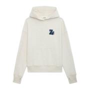 Zadig & Voltaire Beige Baggy Hoodie med Devil Broderi White, Dam