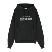 Martine Rose Svart Tvättad Rose Hoodie Black, Herr