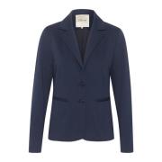 Cream Marinblazer med fin krage Blue, Dam