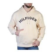 Tommy Hilfiger Herr Sweatshirt med Huva i Enfärgat Mönster Brown, Herr