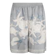 Versace Semester Siden Twill Tryckta Shorts Blue, Herr