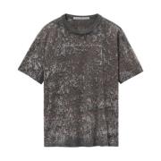 Alexander Wang Präglad Logotyp Unisex Tee Splatter Tvätt Gray, Dam