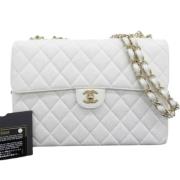 Chanel Vintage Pre-owned Tyg axelremsvskor White, Dam