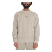 Boss Enfärgad Crewneck Sweatshirt med Logotyp Beige, Herr