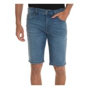 Boss Stone Washed Denim Bermuda Shorts Blue, Herr