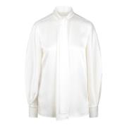 Alberta Ferretti Silk Satin Blus Skjorta Fw24 White, Dam