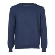 Tagliatore Blå Ull Crewneck Sweater Aw24 Blue, Herr