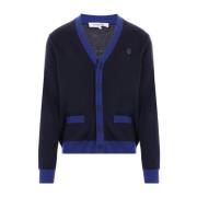 Maison Kitsuné Blå Stickat för Män Aw24 Blue, Herr