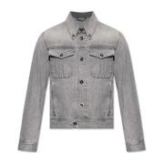 Versace Denimjacka med logotyp Gray, Herr