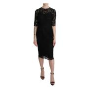 Dolce & Gabbana Elegant Svart Spets Cocktailklänning Black, Dam