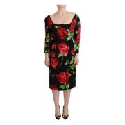 Dolce & Gabbana Elegant silkesklänning med blommönster Multicolor, Dam