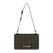 Love Moschino Svart Eyelets Gun Metal Axelväska Black, Dam