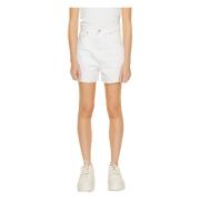 Tommy Jeans Vita Bomulls Dams Shorts Dragkedja Knapp White, Dam