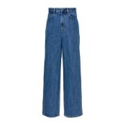 Givenchy Marmorerad Denim Wide Leg Jeans Blue, Dam