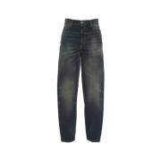 Dondup Högmidjade Loose Fit Jeans Bessie Blue, Dam