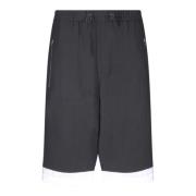 Wales Bonner Svarta Shorts med Kontrastdetalj och Elastisk Midja Black...