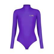 MM6 Maison Margiela Tryckt Body med Hög Hals Purple, Dam