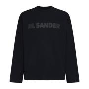 Jil Sander Svart Bomullslångärmad T-shirt Black, Herr