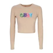 Obey Långärmad Cropped Tee Bubble Mia Beige, Dam