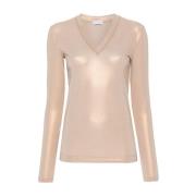 Brunello Cucinelli Lyxig Bomullsblandning T-shirts och Polos Beige, Da...