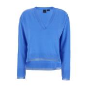 Pinko V-Neck Sweater Blue, Dam