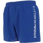 Emporio Armani EA7 Herr Sportiga Polyester Shorts Blue, Herr