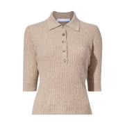 Proenza Schouler Micro Cable Stickad Polo Beige, Dam