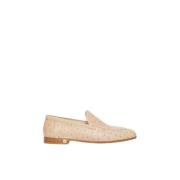 Max Mara Springloafer Mockasiner Fågelmönster Läder Beige, Dam