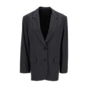 Brunello Cucinelli Grå Ull Blazer Jacka Gray, Dam