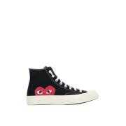 Comme des Garçons Play Svarta High-Top Canvas Sneakers Black, Dam