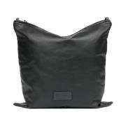 MM6 Maison Margiela Svart lädertoteväska med logotyp Black, Dam