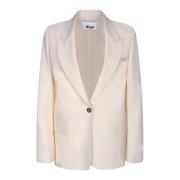 Msgm Vit Ullblandning Elegant Jacka Beige, Dam