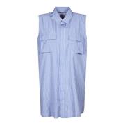 Sacai Multifärgad Poplin Ärmlös Klänning Blue, Dam