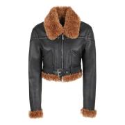 Stella McCartney Svart Bikerjacka med Teddy Detalj Black, Dam