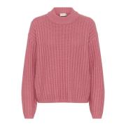 Kaffe Rose Stickad Tröja Kabess Pullover Pink, Dam