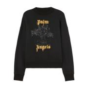 Palm Angels Logo Print Crew Neck Sweater Black, Herr