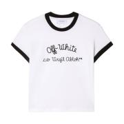 Off White Vit Broderad Logga T-shirts och Polos White, Dam