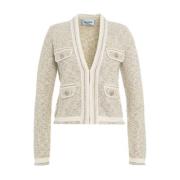 Blugirl Glitter Jacquard Kofta med V-ringning White, Dam