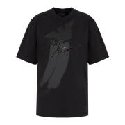 Emporio Armani Svart T-shirt med Logo Print Black, Dam