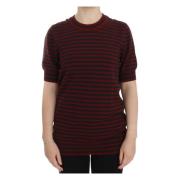 Dolce & Gabbana Randig Cashmere Crewneck Sweater Red, Dam