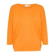 Saint Tropez Apricot Melange R-Neck Pullover Sweater Orange, Dam