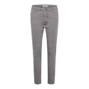 Cream Chiseled Stone Twill Jeans Gray, Dam