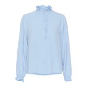 Cream Puff Sleeve Blouse Placid Blue Blue, Dam