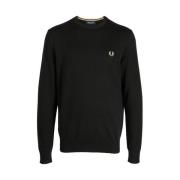 Fred Perry Logo-Broderad Crew-Neck Jumper Black, Herr