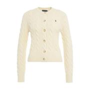 Ralph Lauren Vit Stickat Aw24 Handtvätt Beige, Dam