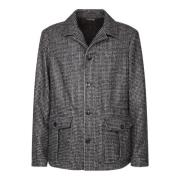 Canali Blå Blazer Elegant Stil Gray, Herr