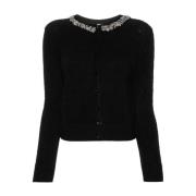 Ermanno Scervino Svart Stickad Tröja Kristallutsmyckning Black, Dam