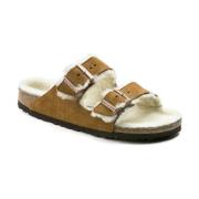 Birkenstock Shearling Mink Arizona Sandaler Brown, Dam