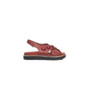 Cerruti 1881 Dam Läder Plattform Sandaler Red, Dam