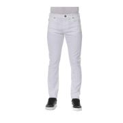 Trussardi Denim Jeans - Knapp och Dragkedja Stängning White, Herr